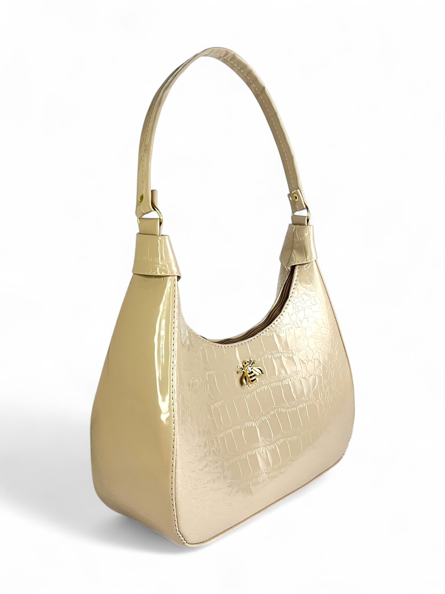 Bolso baguette con efecto charol