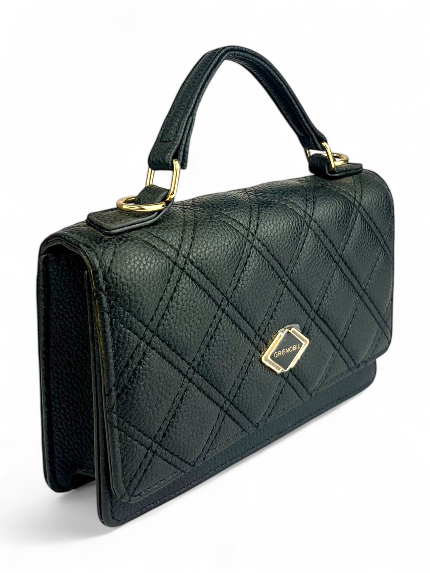 Bolso tipo cartera, mini, con texturas de costura, con correa ajustable y monederos
