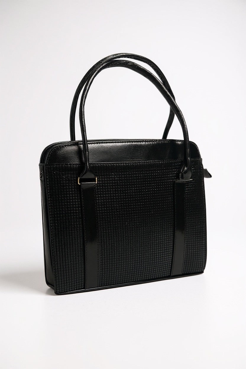 AURA  – Bolsa de mano estructurada en textura de cocodrilo brillante