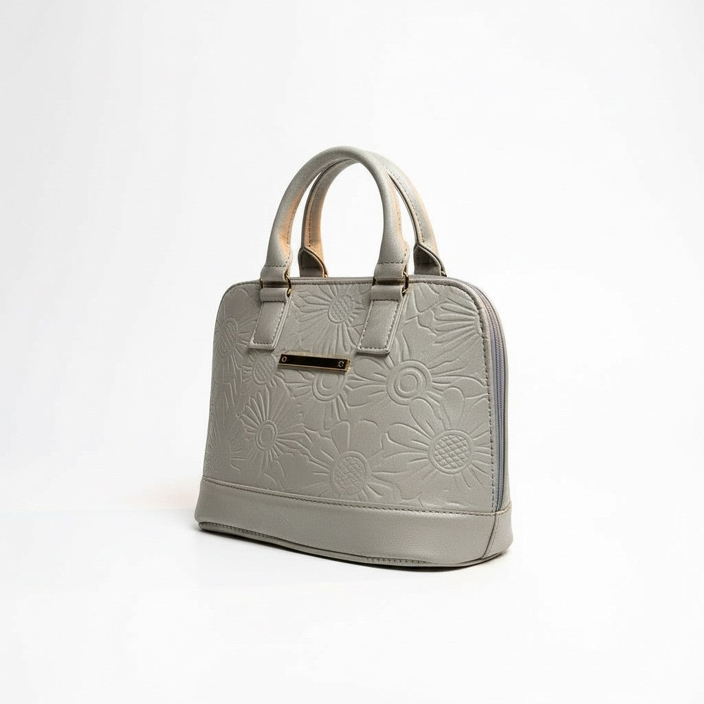 OYA - Bolso mini con grabado floral, doble asa de mano y correa larga desmontable