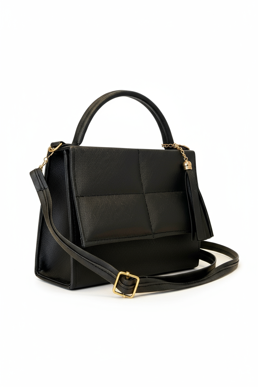 MILÁN – Bolso mini  de diseño acolchado estilo elegante con borla decorativa.