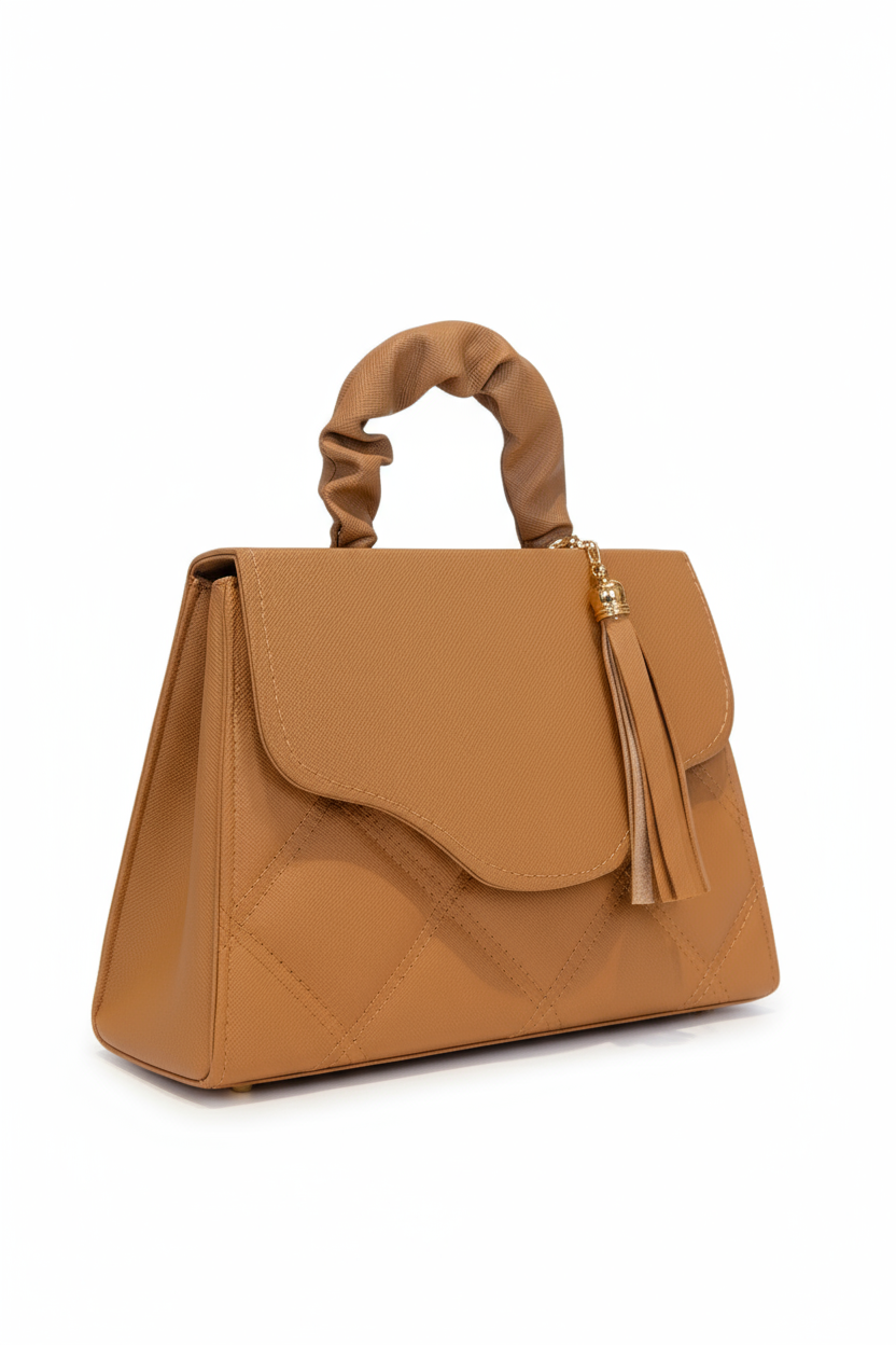 AMBAR – Bolsa mini acolchada con asa fruncida y borla decorativa