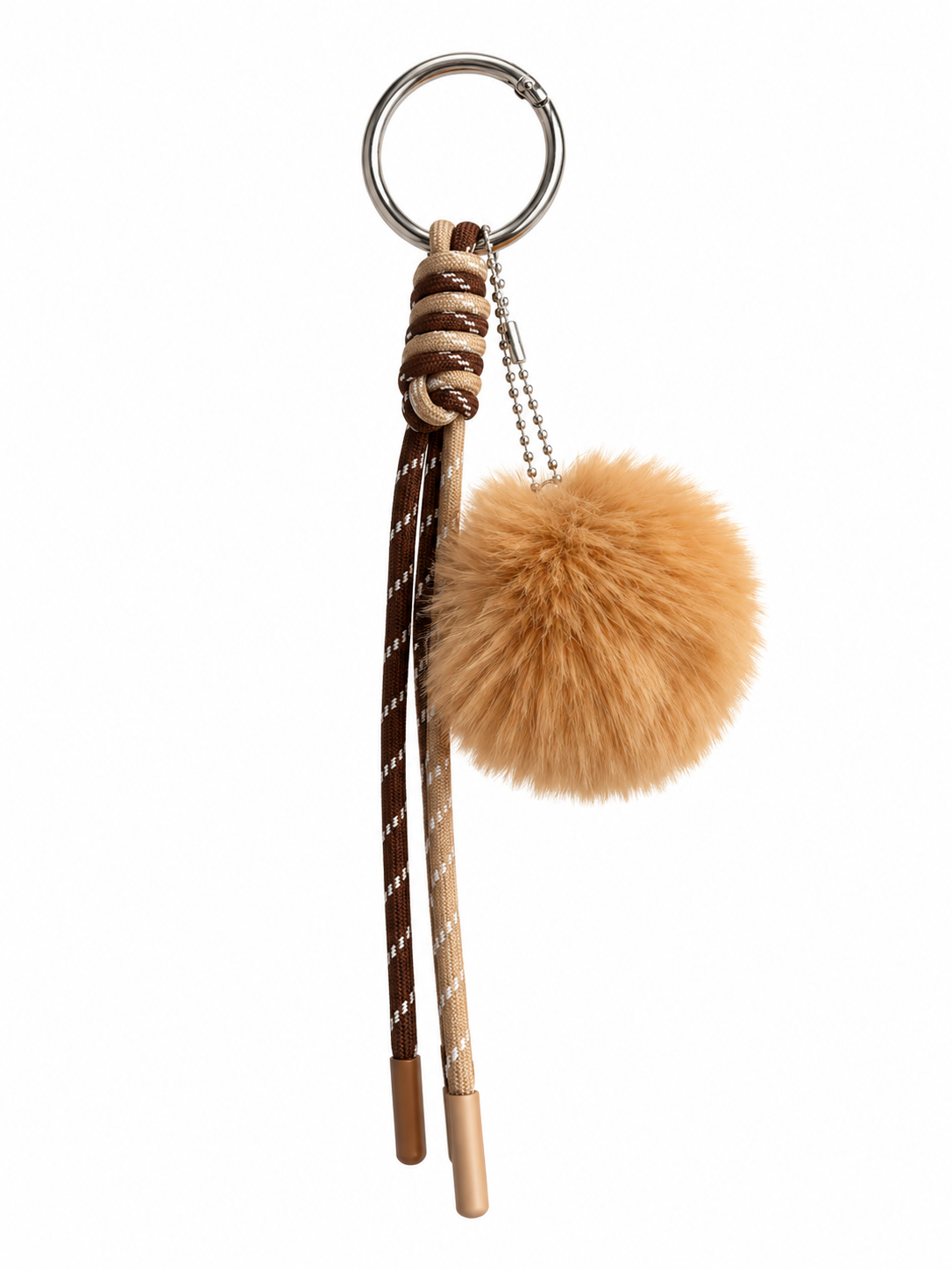 Charm llavero para bolso con pompón y cordones trenzados – CANELA