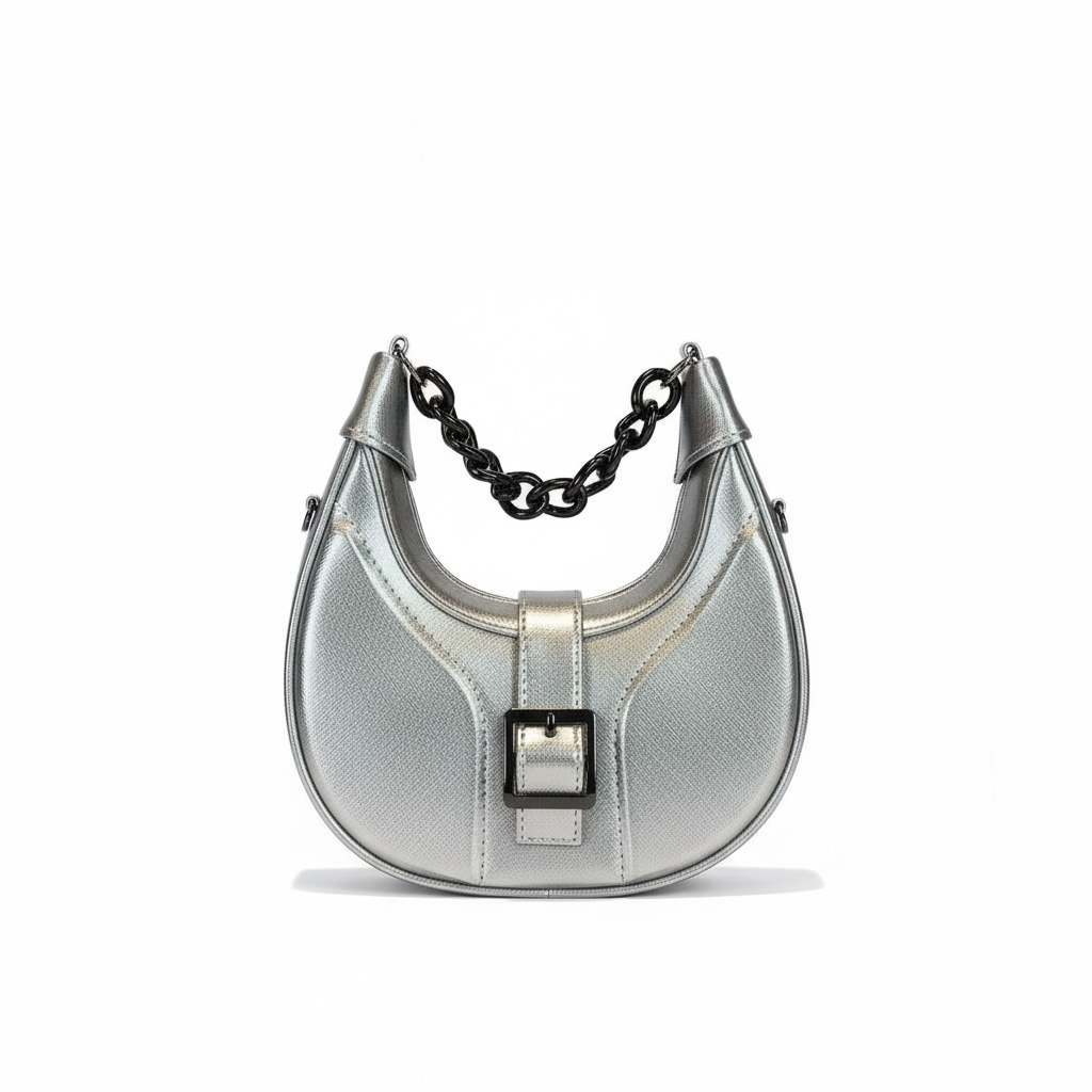 LIVIA - Bolsa mini en forma de media luna con cadena como asa superior