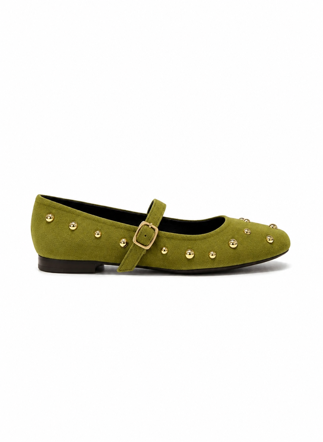 Flats zapato de piso tipo Mary Jane con tachuelas doradas - GINEBRA