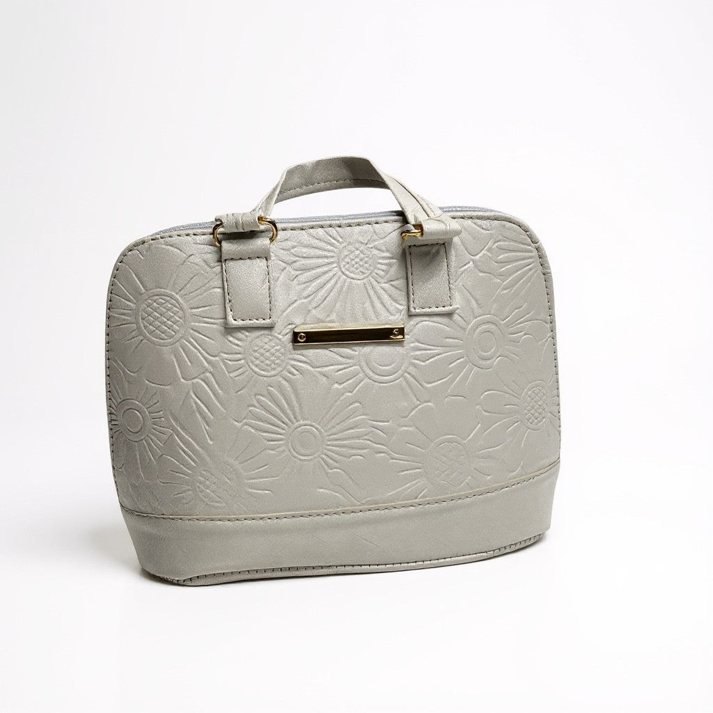 OYA - Bolso mini con grabado floral, doble asa de mano y correa larga desmontable