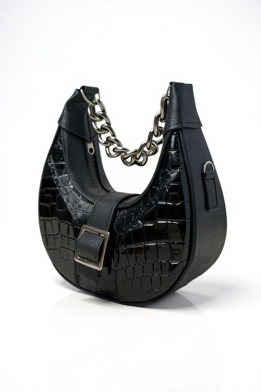 ONIX — Bolsa estilo hobo con textura de cocodrilo y cadena