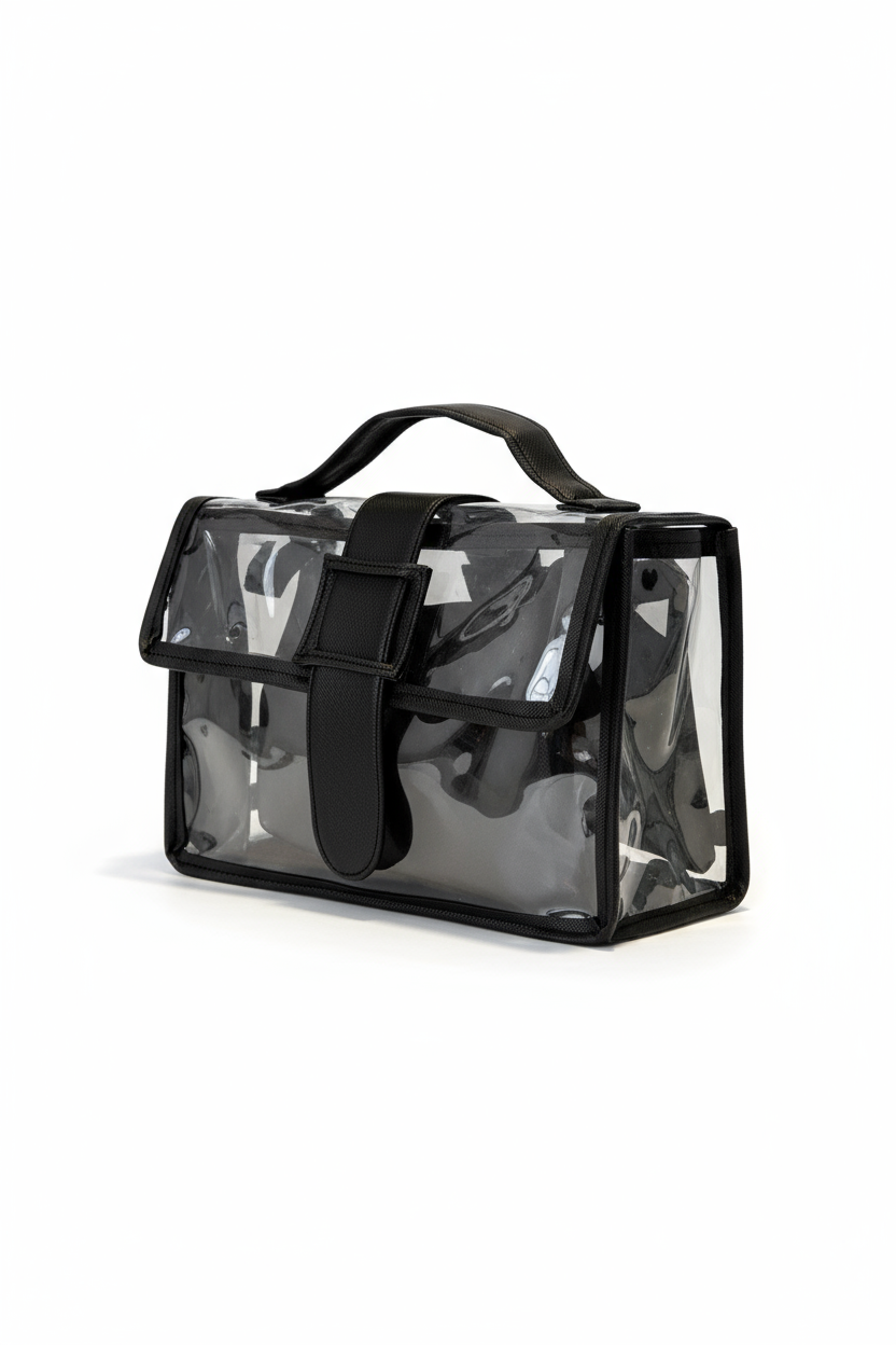 OSAKA – Bolsa mini transparente con bordes negros y diseño estructurado
