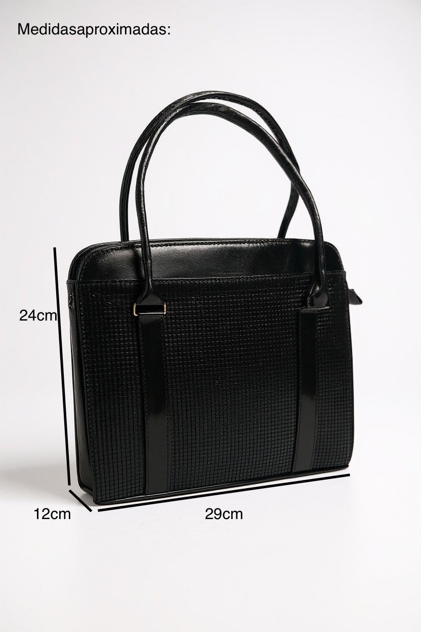 AURA  – Bolsa de mano estructurada en textura de cocodrilo brillante