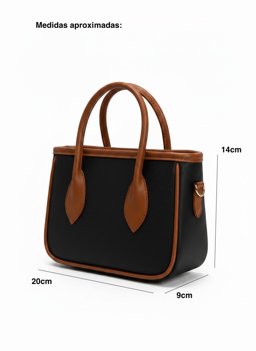 Bolso mini bicolor con asas de contraste – GENOVA