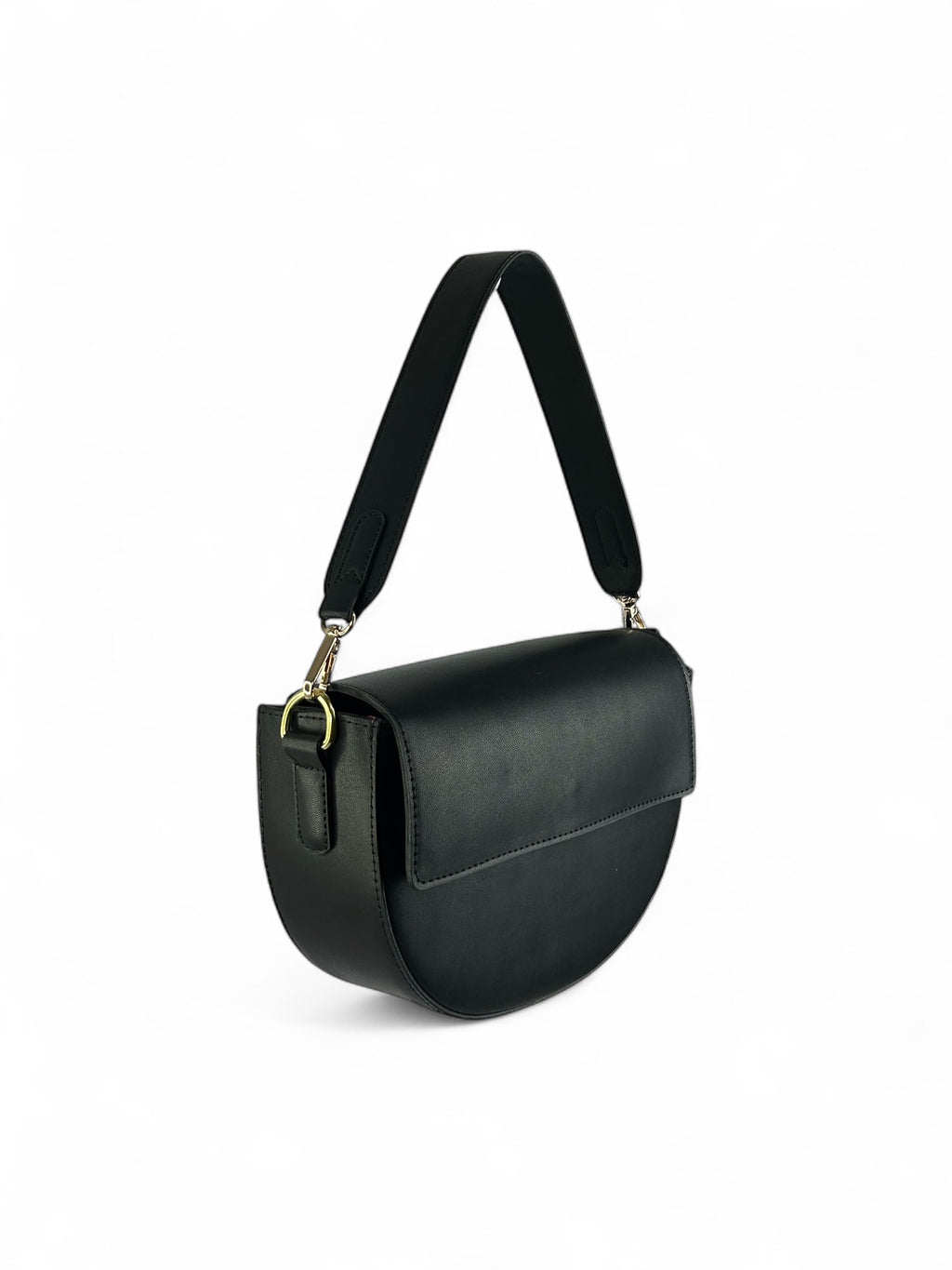 Bolso estructurado de estilo media luna, perfecto como accesorio de hombro o bandolera. NEGRO