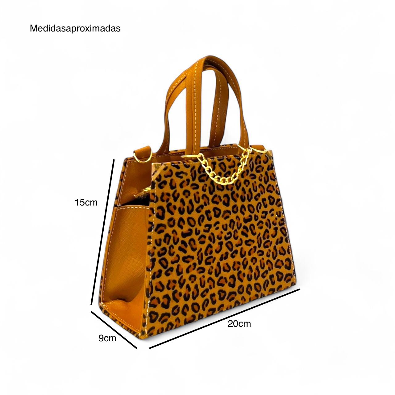 VERA - Bolso mini de doble asa con estampado animal print