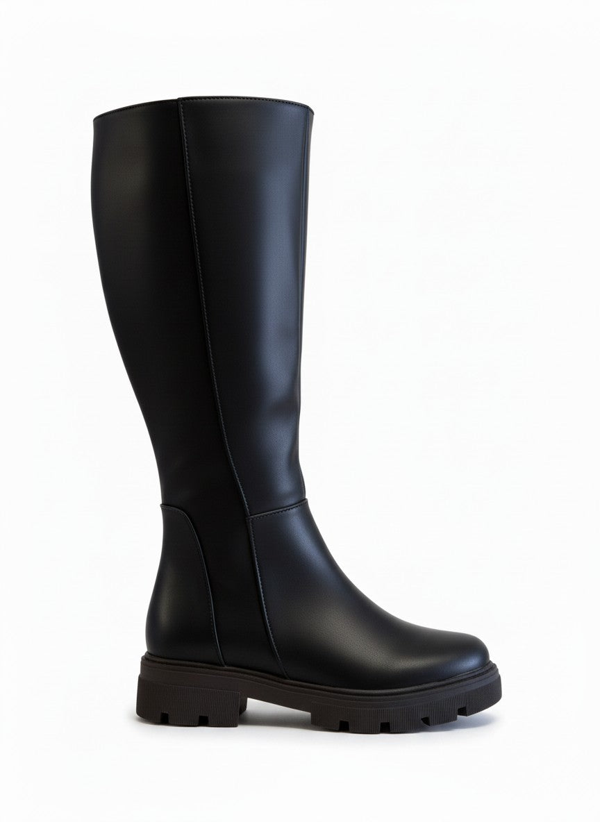 Bota de piso alta negra suela chunky caña larga  – ARCE