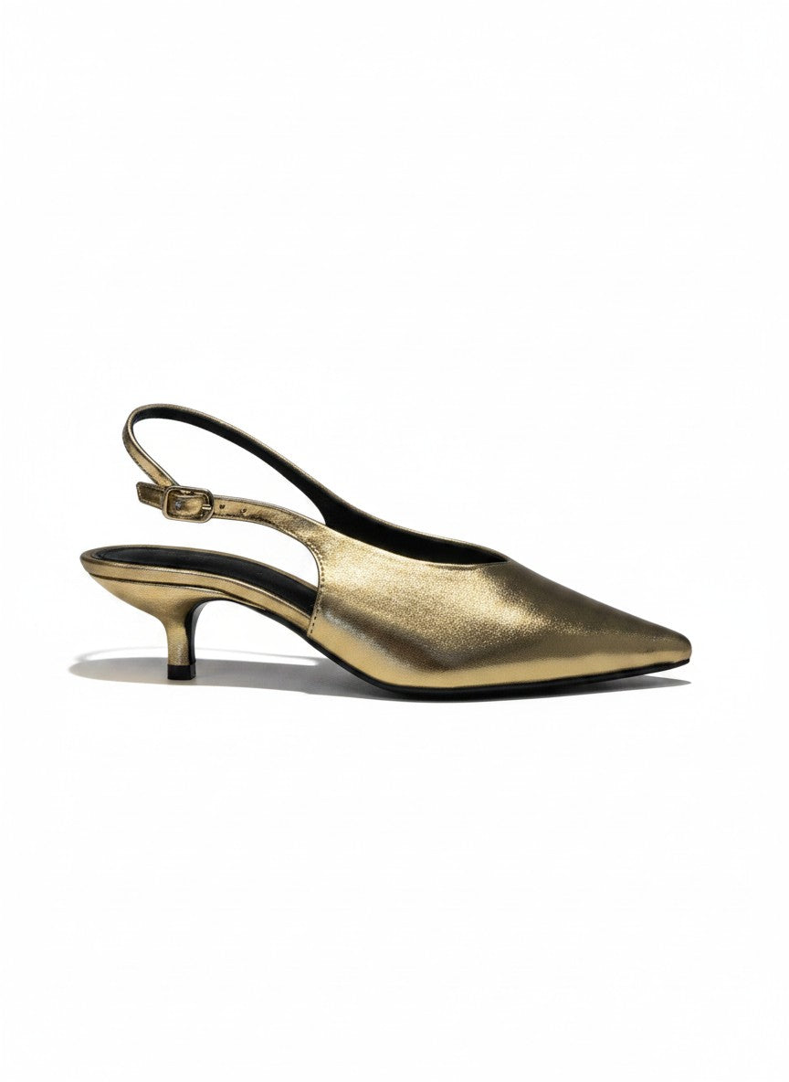 Zapatilla tacón kitten heel slingback punta fina acabado mate – BLUSH
