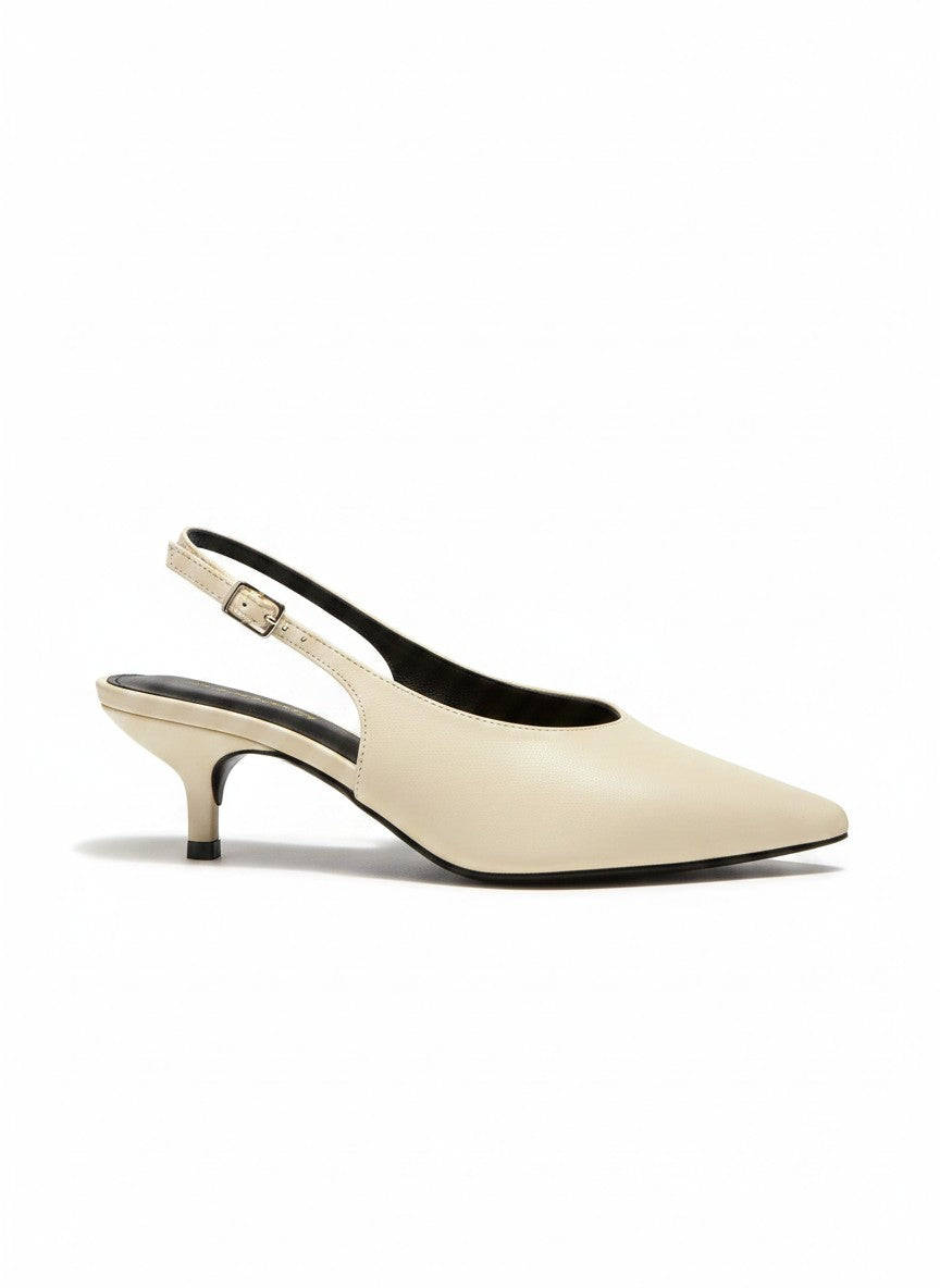 Zapatilla tacón kitten heel slingback punta fina acabado mate – BLUSH