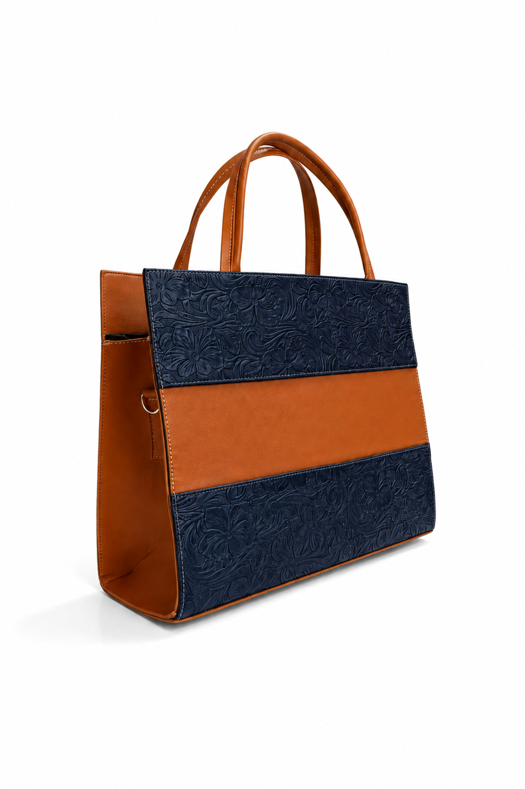CATALINA – Bolsa estructurada con grabado floral y asas en contraste