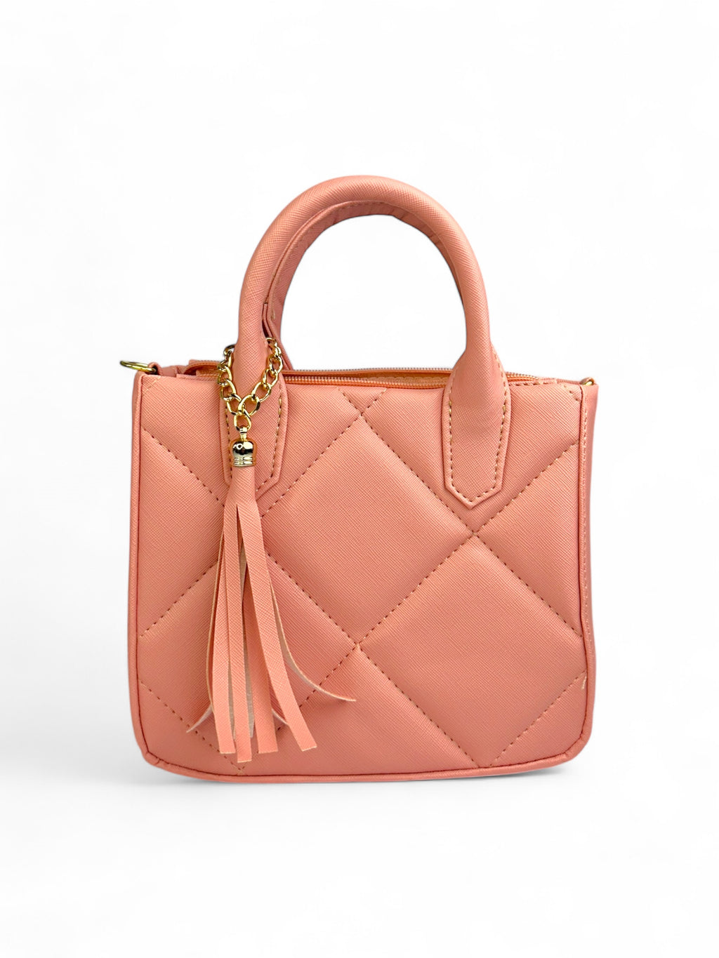 Bolsa mini de mano estilo acolchado de varios colores con colgante de flecos, medidas 21x18x9 cm
