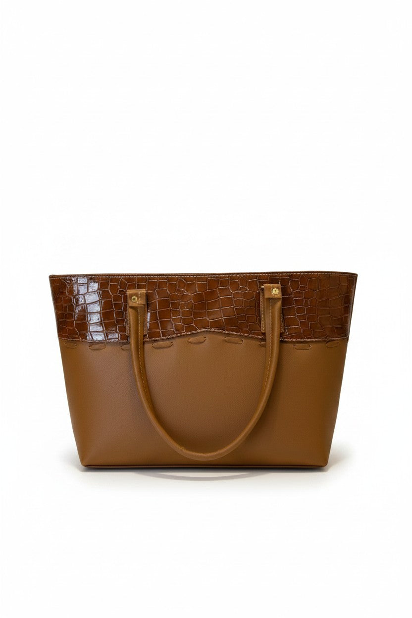 Bolsa tote panel croc con doble asa – KIARA