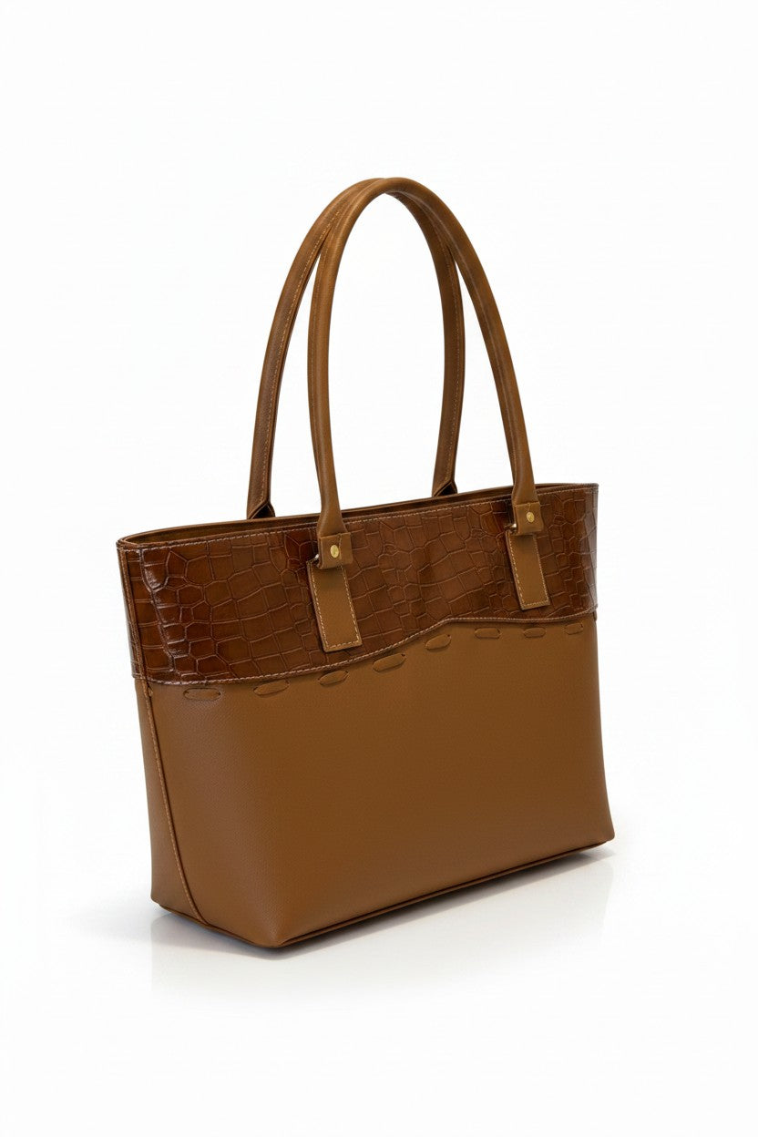 Bolsa tote panel croc con doble asa – KIARA