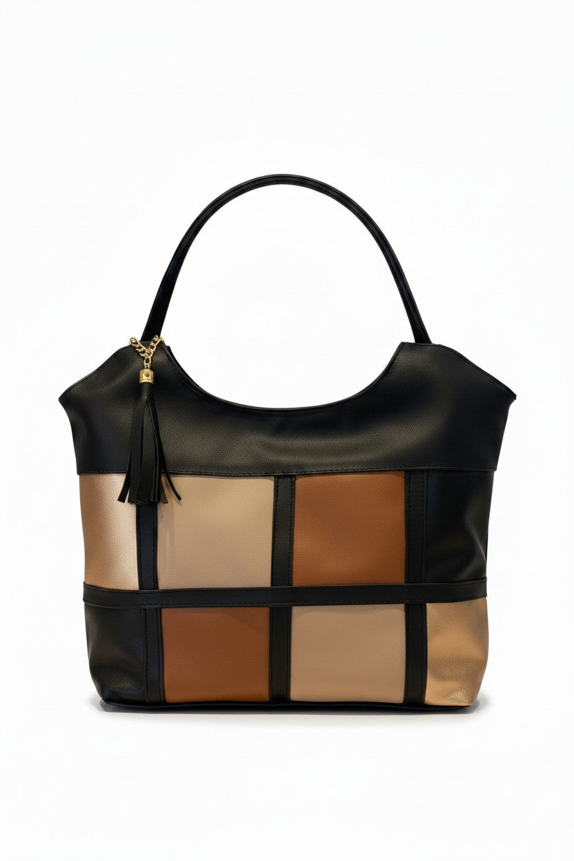 Bolso hobo tipo patchwork con textura croc – LYRA