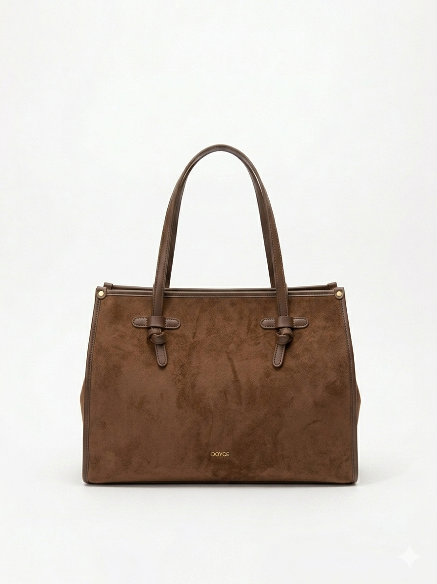Bolso tote grande de gamuza sintética con nudo decorativo y herrajes dorados, marca DALALI