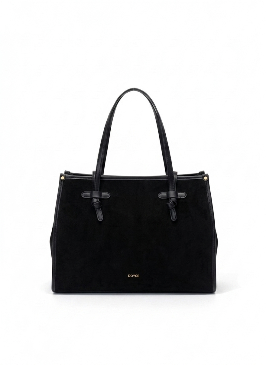 Bolso tote grande de gamuza sintética con nudo decorativo y herrajes dorados, marca DALALI