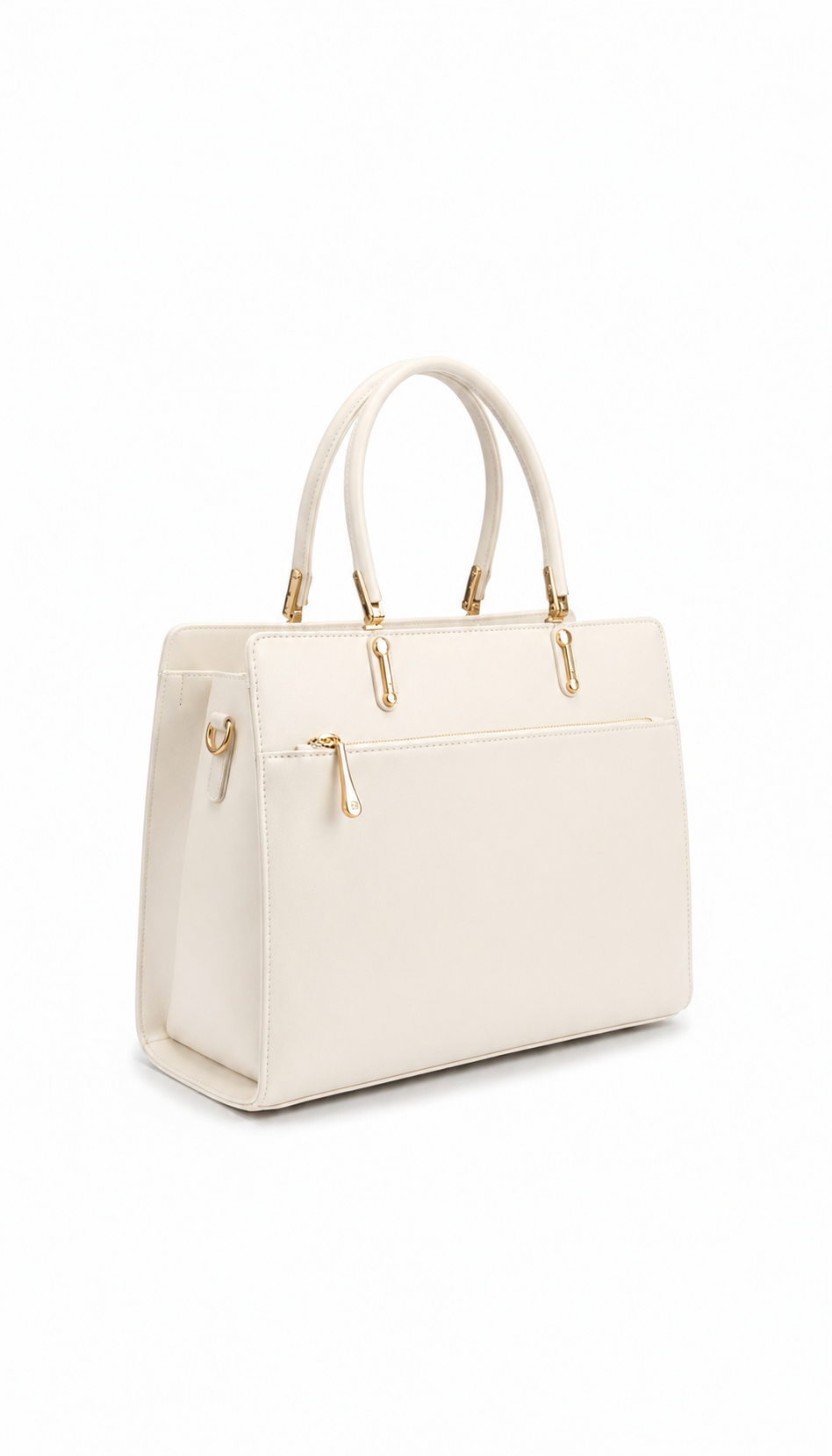 Bolsa tote grande blanco hueso acabado liso con herrajes dorados, bolsa de mano mujer – DALALI