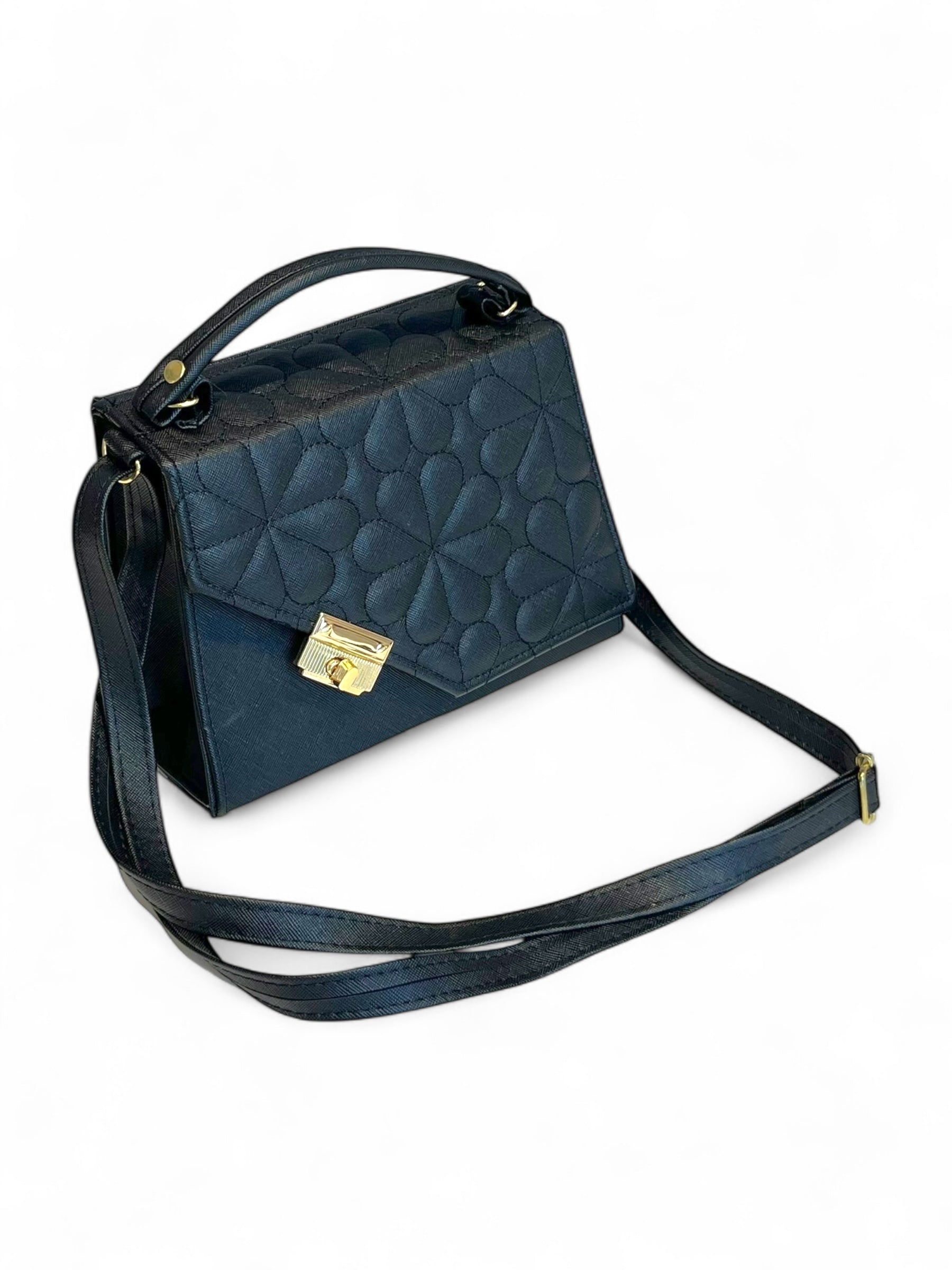 FLORENCIA – Bolso mini acolchado con diseño floral y broche dorado