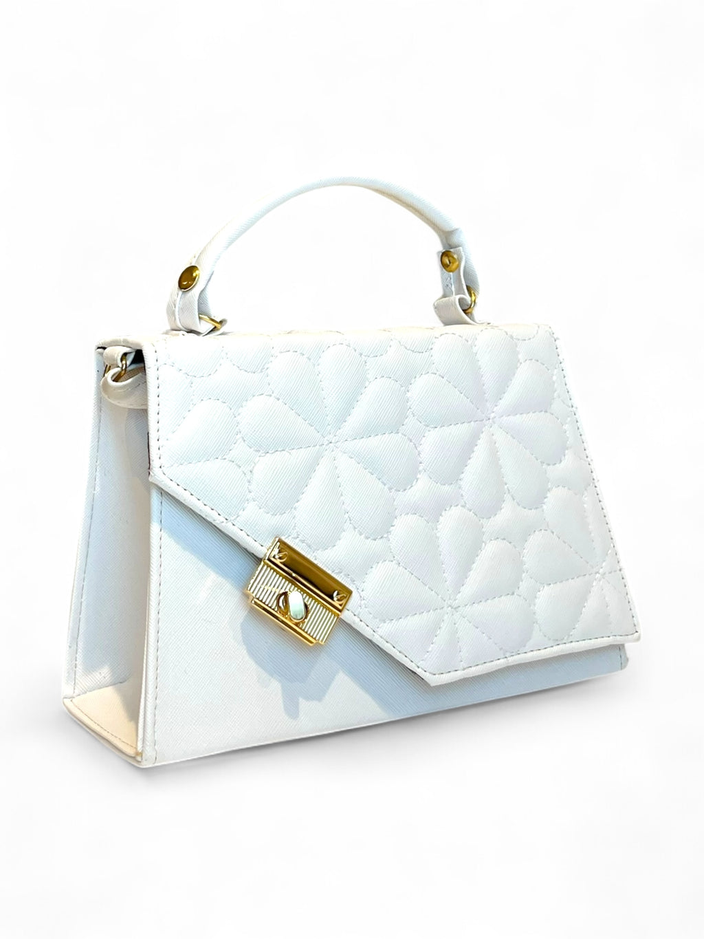 FLORENCIA – Bolso mini acolchado con diseño floral y broche dorado