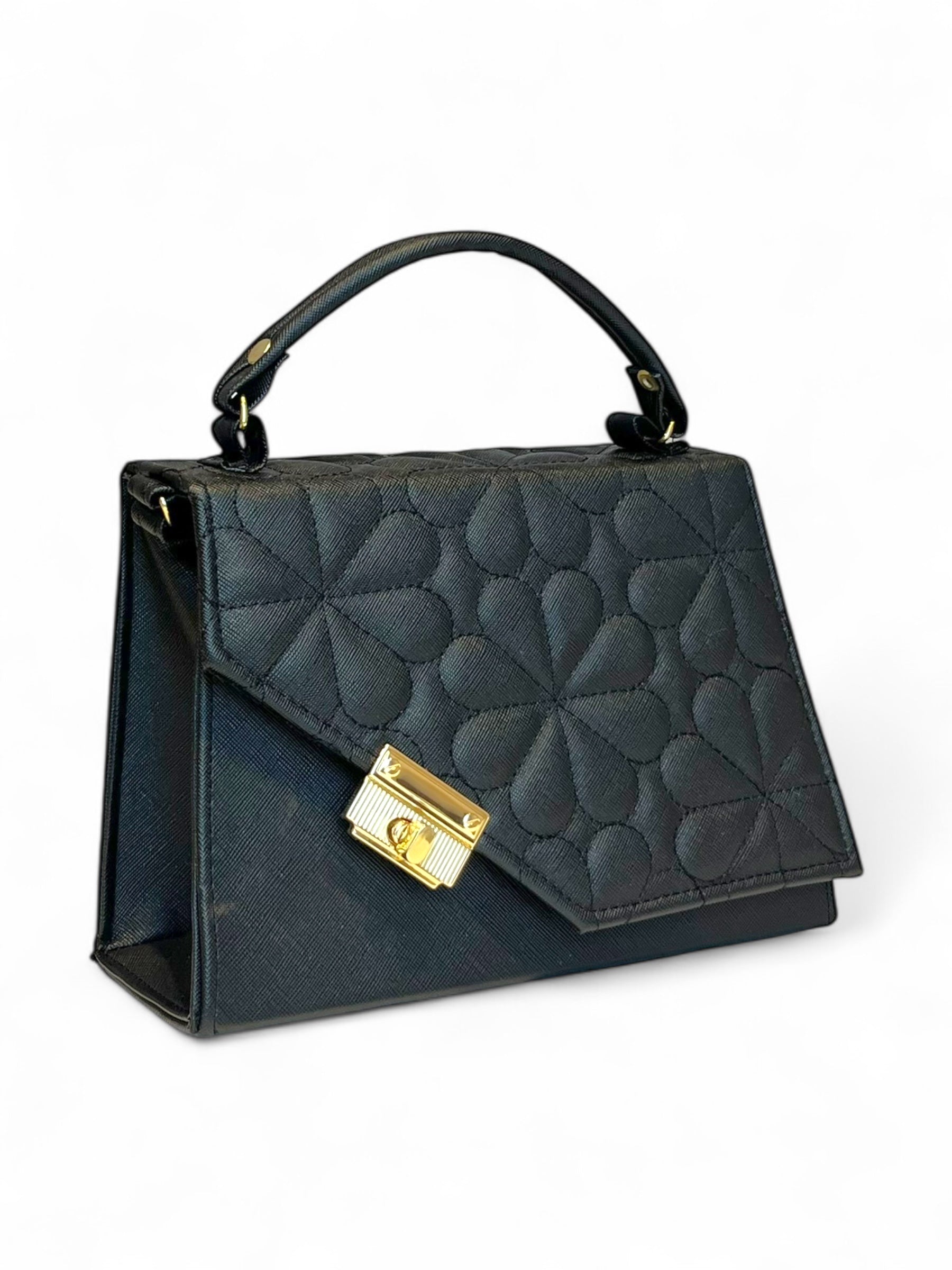 FLORENCIA – Bolso mini acolchado con diseño floral y broche dorado