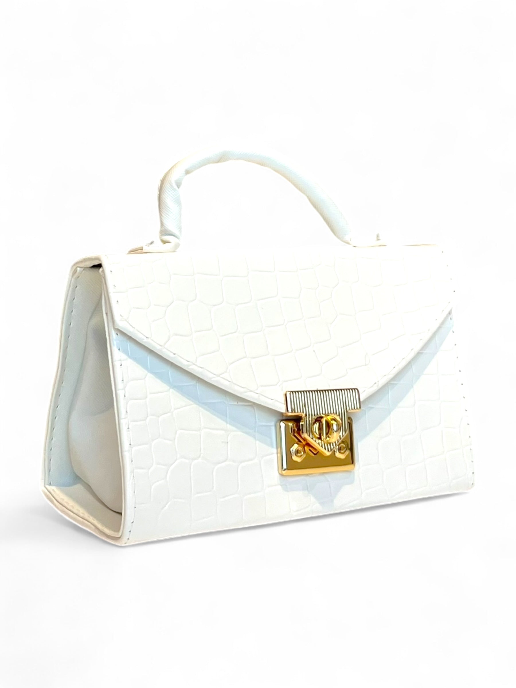 CÁDIZ – Bolso mini tipo handbag con textura croco y cierre metálico dorado