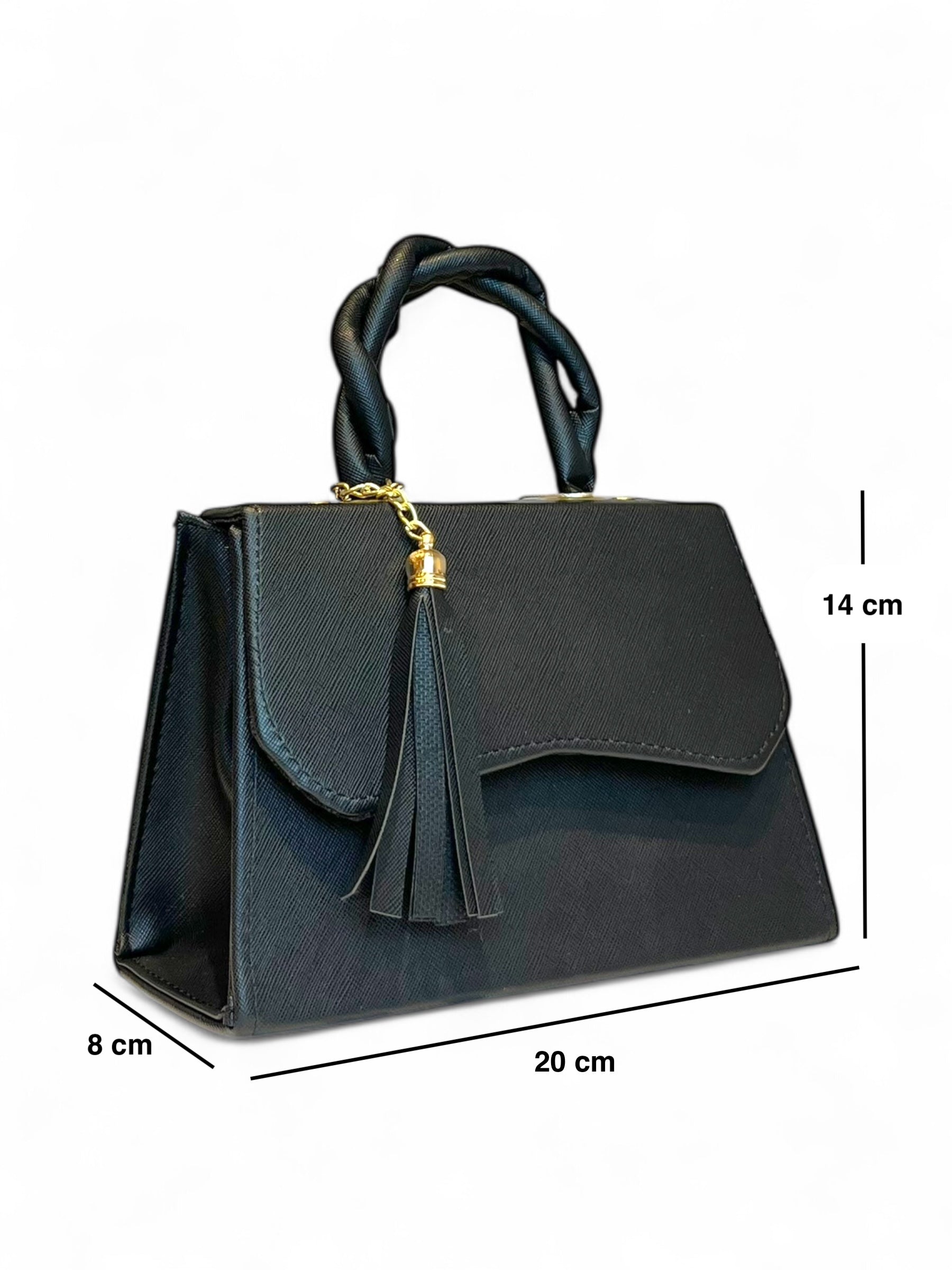 ROMA – Bolso mini elegante con asa trenzada y borla decorativa