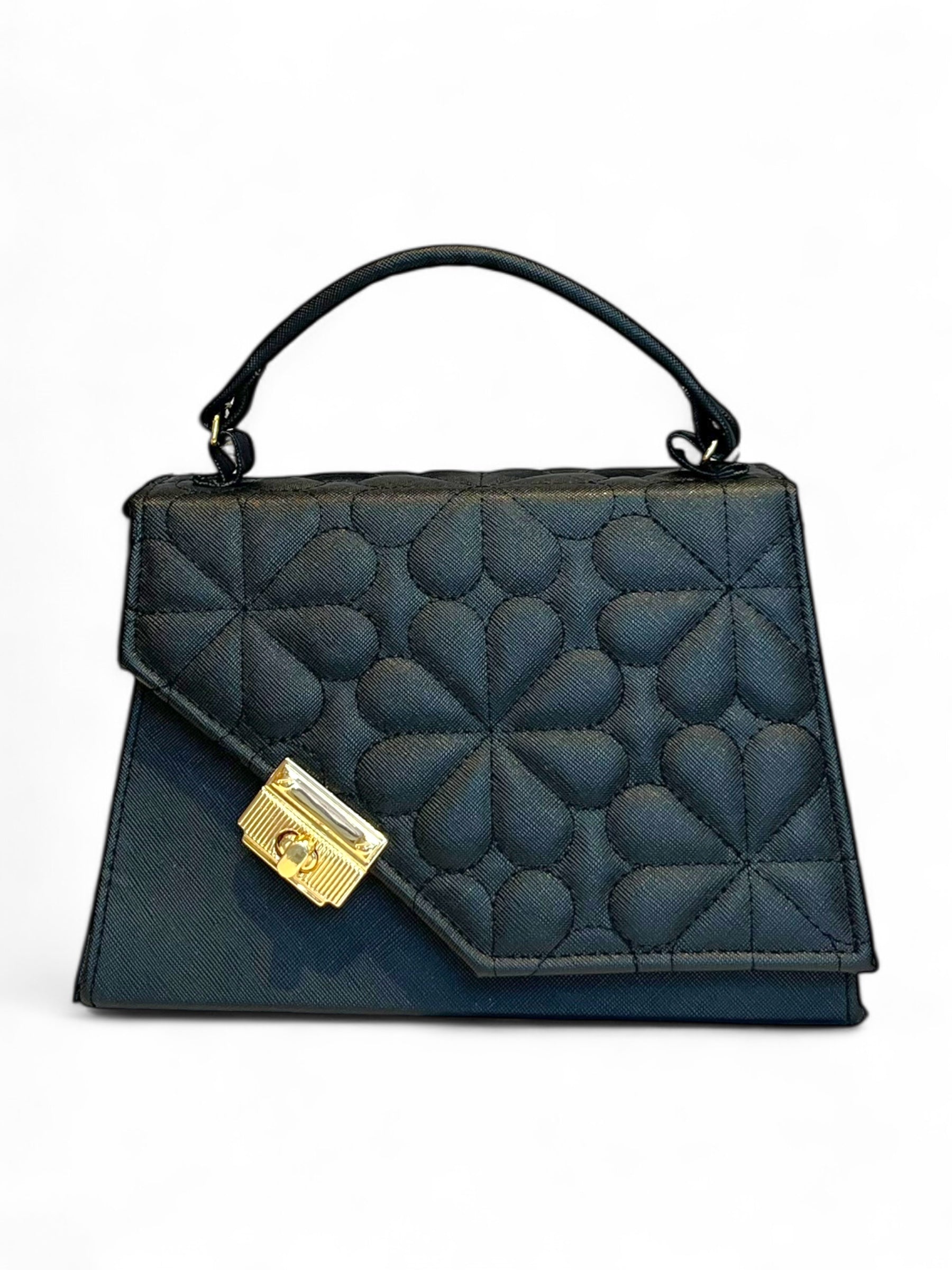 FLORENCIA – Bolso mini acolchado con diseño floral y broche dorado