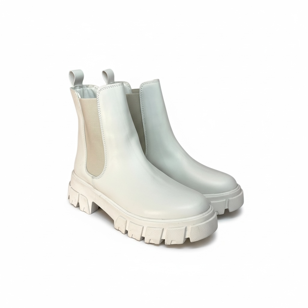 Bota chelsea color latte para mujer con suela chunky antiderrapante, modelo DALALI Espinela.