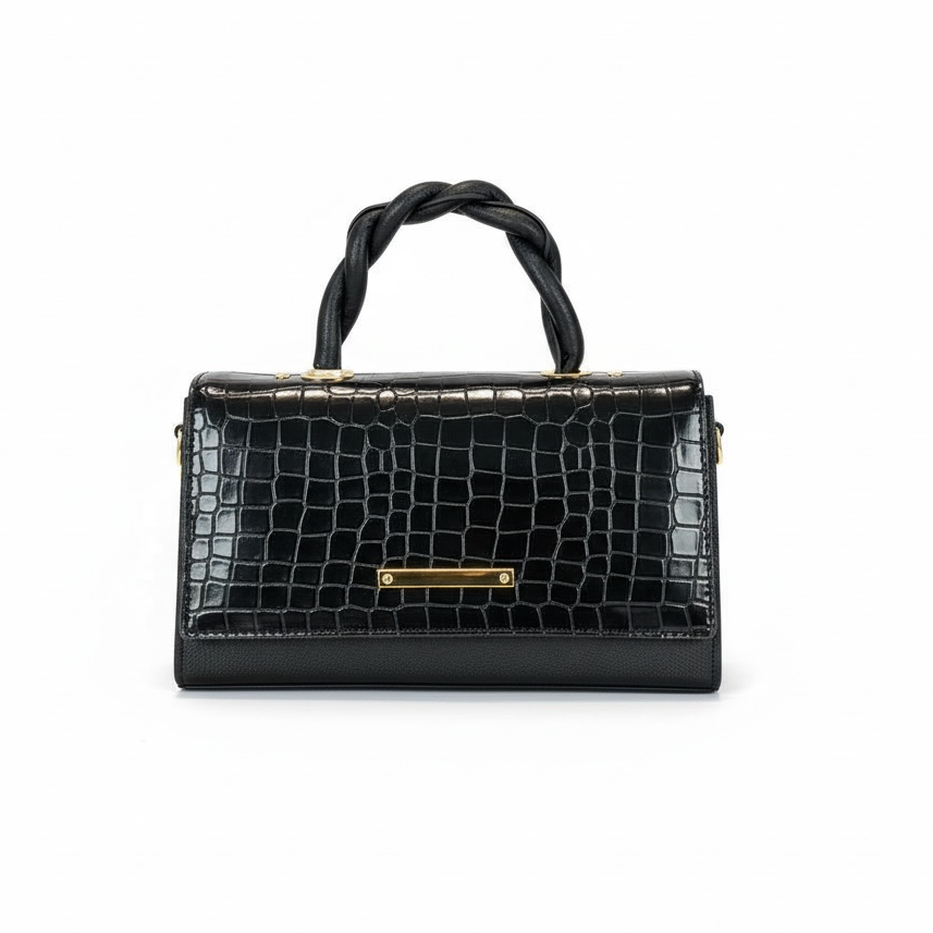 CAMI - Bolso Mediano  Textura Croco y Estampados con  Asa Trenzada