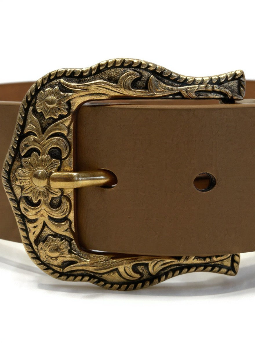 Cinto vaquero beige hebilla dorada – ESPUELA