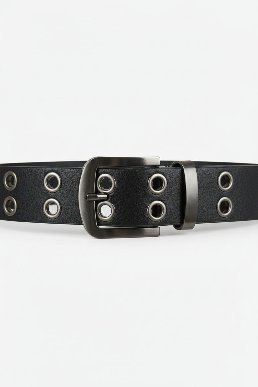 REBEL – Cinto negro estilo biker para mujer
