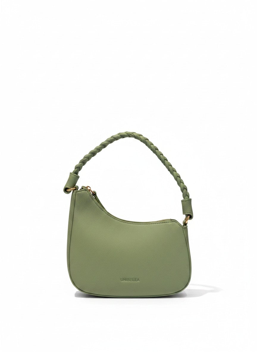 Bolsa de medialuna con asa trenzada – PROVENZA color verde-menta, DALALI MX