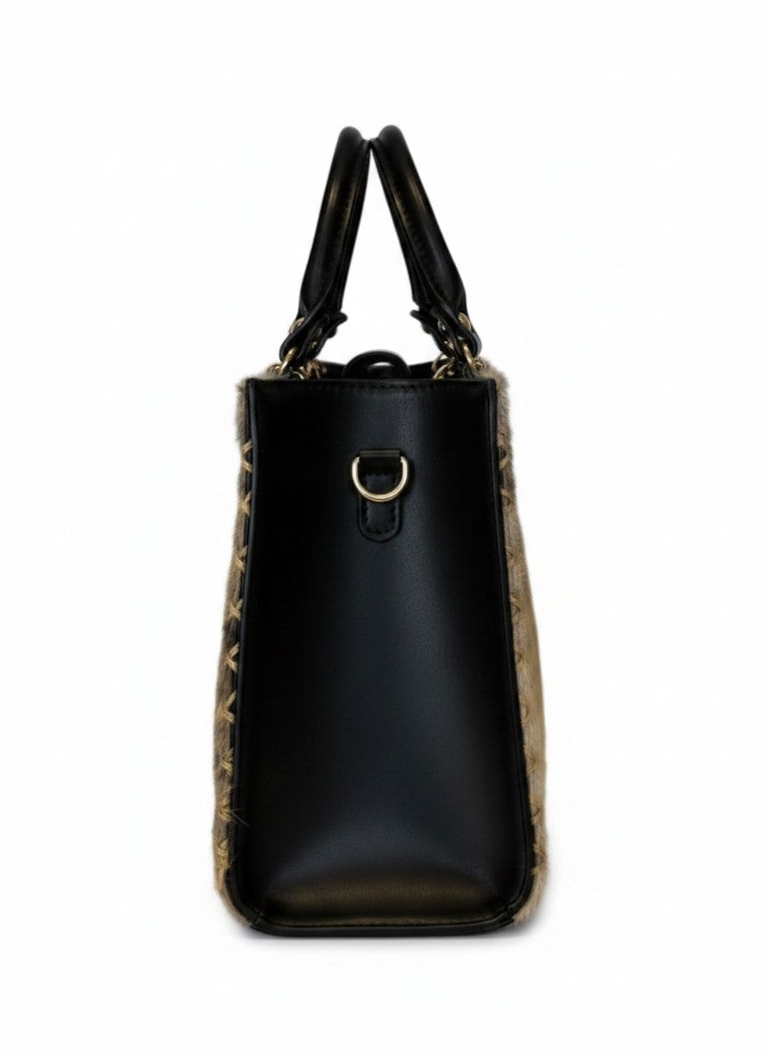 Bolsa de mano 100% piel estructurada con estampado animal print -  DAKOTA
