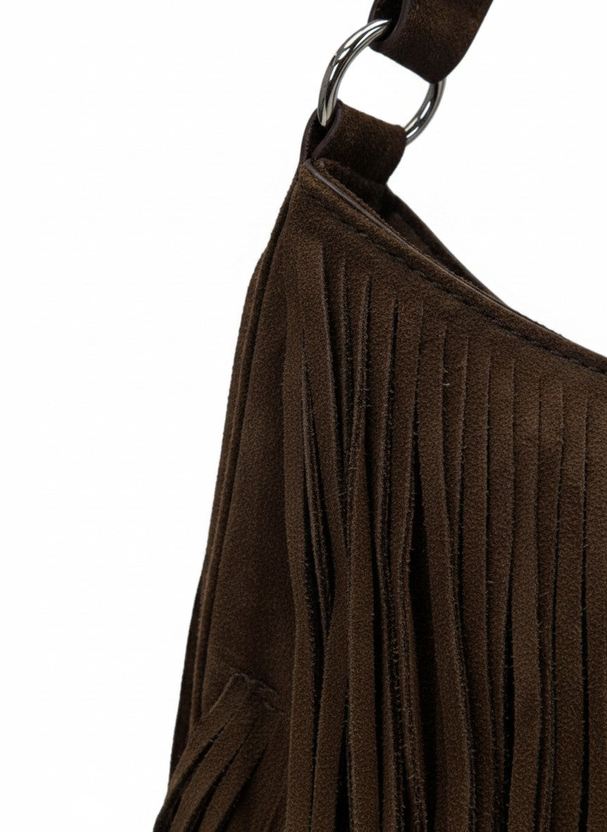 Bolsa hobo de hombro de flecos en gamuza – PATAGONIA