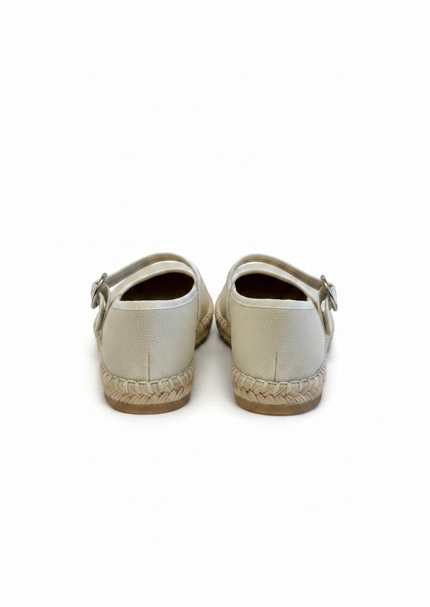 Flats tipo bailarina estilo espadrille beige con correa – TOSCANA