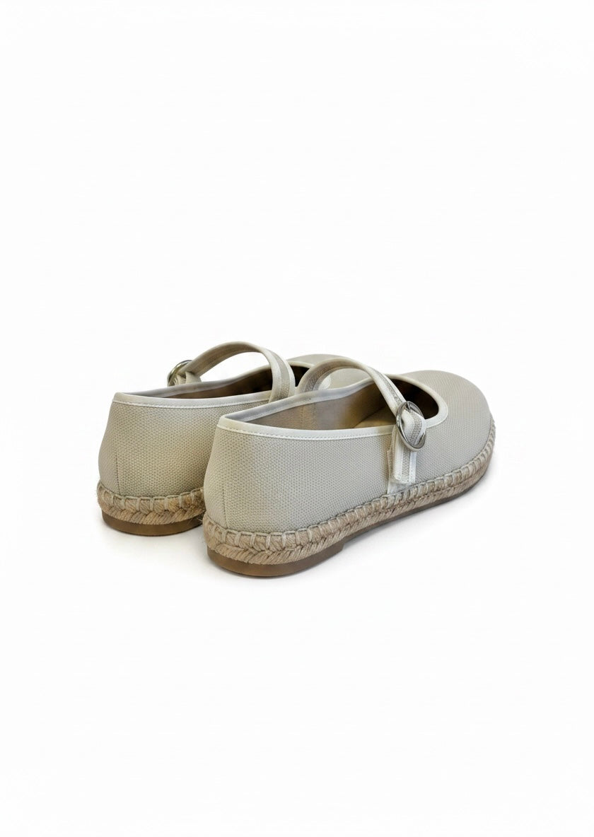 Flats tipo bailarina estilo espadrille beige con correa – TOSCANA