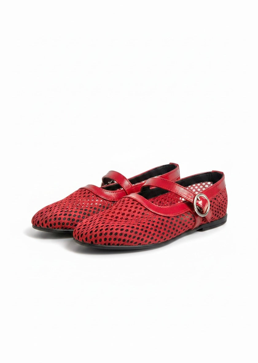 Flats tipo bailarina de malla con correa – MILÁN
