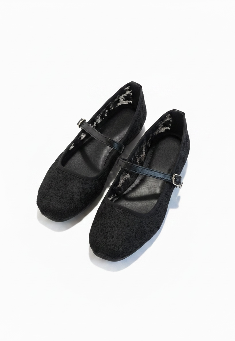 Flats tipo bailarina de malla con correa – MILÁN