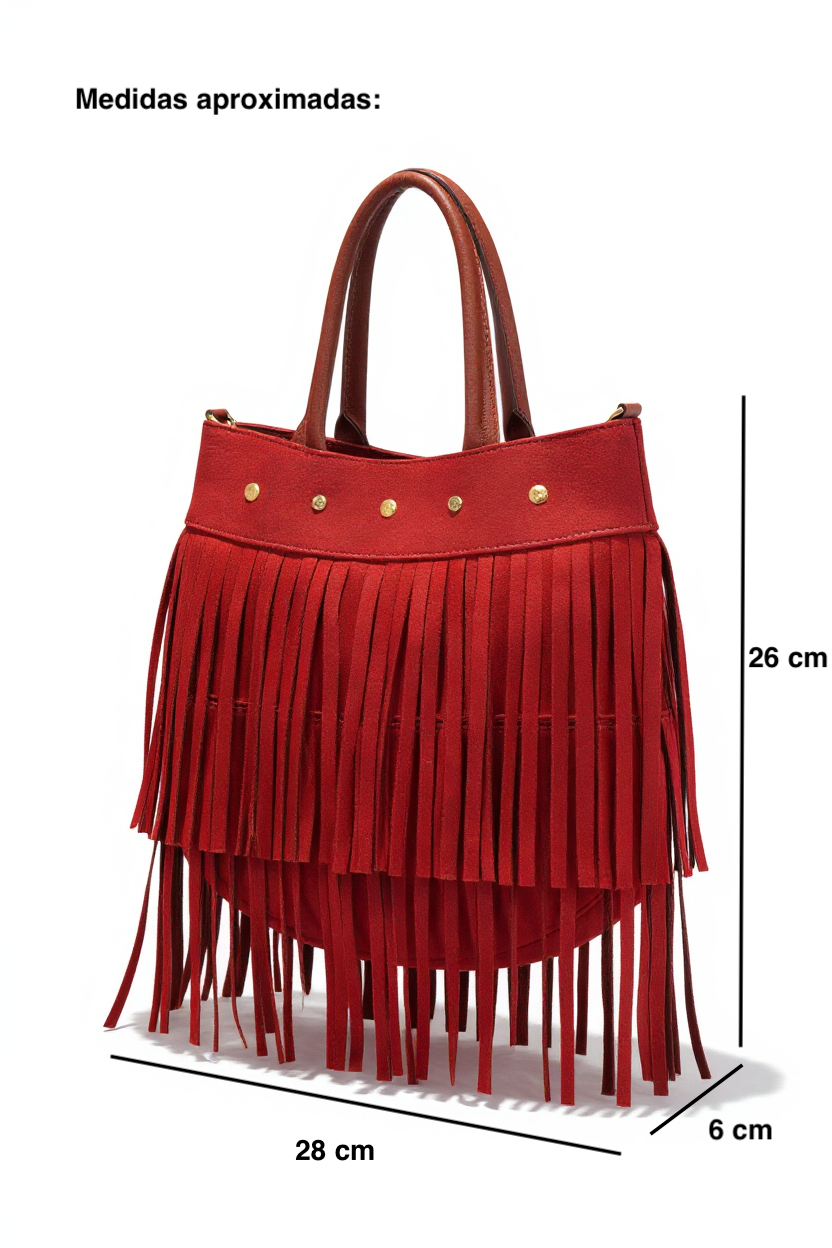 SONORA – Bolsa con flecos y detalles dorados estilo boho