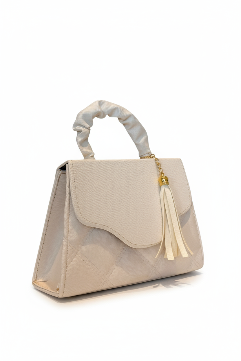 AMBAR – Bolsa mini acolchada con asa fruncida y borla decorativa