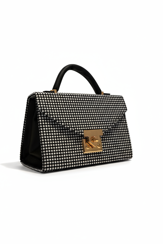 CÁDIZ – Bolso mini tipo handbag con textura croco y cierre metálico dorado