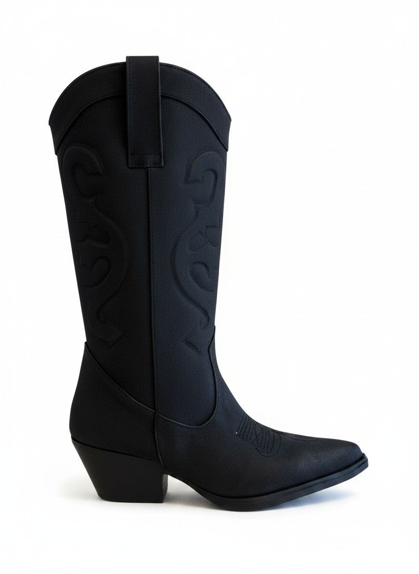 Bota vaquera de caña corta con bordado tonal – ESPUELA