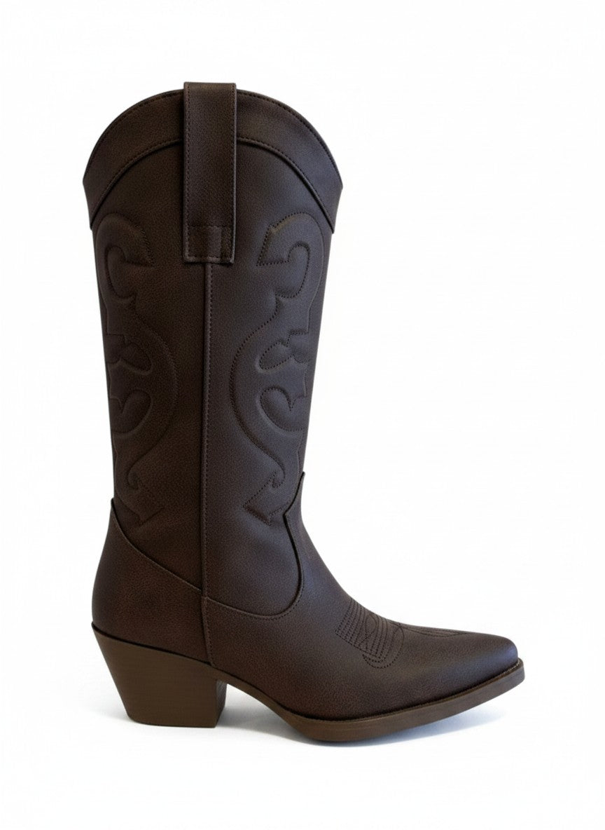Bota vaquera de caña corta con bordado tonal – ESPUELA