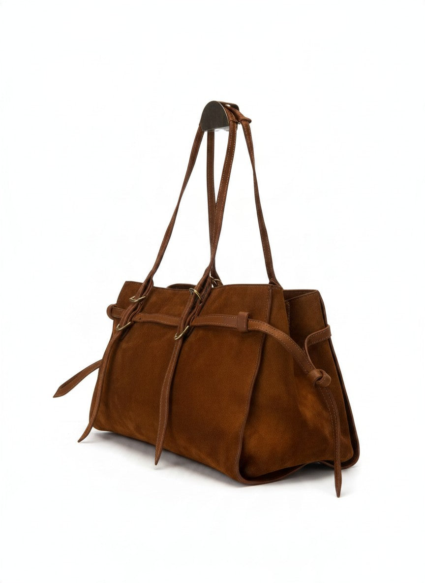 Bolso baguette de hombro efecto gamuza – TRIESTE
